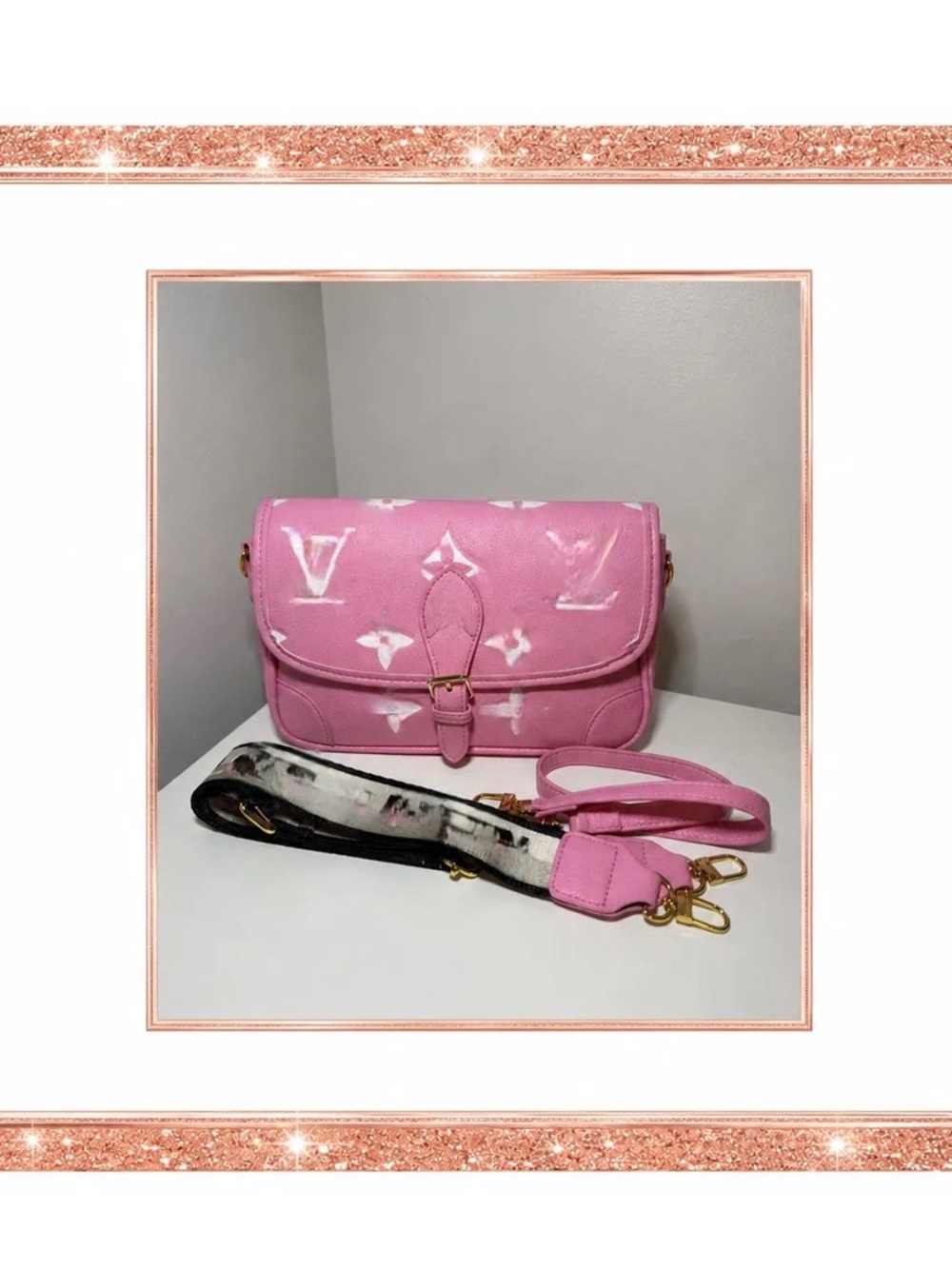 Pink Shoulder Bag with 2 Straps